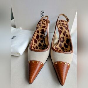 Brand New Dolce & Gabbana Logo Heels | Canvas & Leather Pointed Toe Pumps
